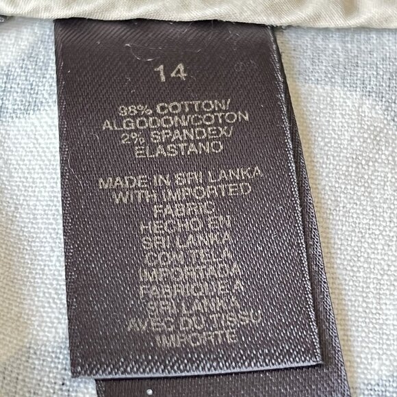 Liz Claiborne Women's Floral Black Tan Cropped Pants Size 14 Zip Side Mid Rise - Picture 8 of 12